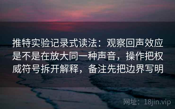 推特实验记录式读法：观察回声效应是不是在放大同一种声音，操作把权威符号拆开解释，备注先把边界写明